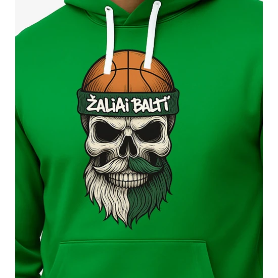Vīriešu zaļš džemperis ar kapuci Skull PK4011