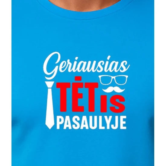 Zils T-krekls Labākais tētis pasaulē (balts) PK4007