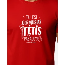 Vīriešu sarkans T-krekls Best Dad (balts)