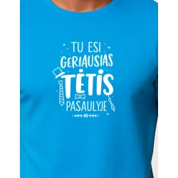 Vīriešu zils T-krekls Best Dad (balts)