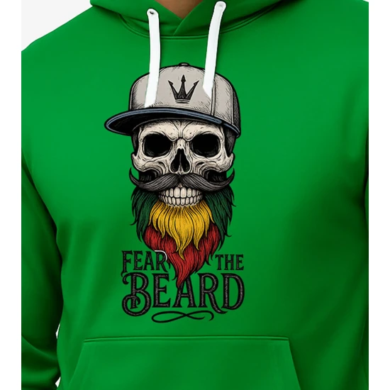 Vīriešu zaļš sporta krekls ar kapuci Galvaskauss ar uzrakstu PK4011