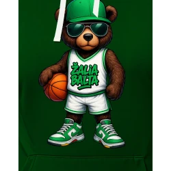 Vīriešu tumši zaļš džemperis ar kapuci zaļš balts Teddy-Bear