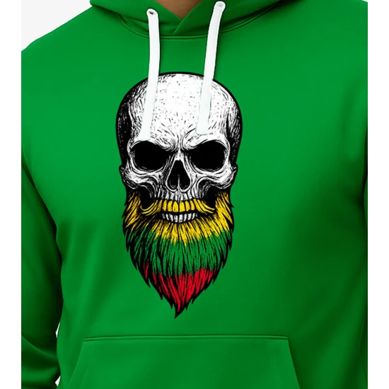 Vīriešu zaļš džemperis ar kapuci Skull PK4011