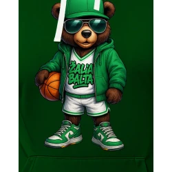 Vīriešu tumši zaļš džemperis ar kapuci Zaļš balts džemperis ar kapuci