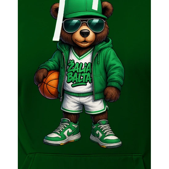 Vīriešu haki krāsas džemperis ar kapuci zaļš White White PK4009