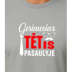 Gaiši pelēks T-krekls Labākais tētis pasaulē (balts)