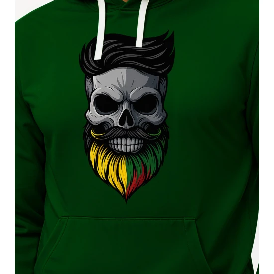 Tumši zaļš džemperis ar kapuci Skull Beard-Couch PK4013