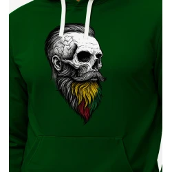 Tumši zaļš džemperis ar kapuci Galvaskausa profils