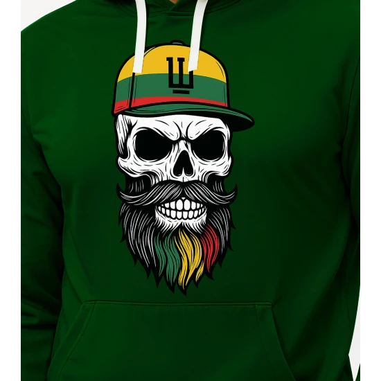 Tumši zaļš džemperis ar kapuci Galvaskauss LTU PK4013