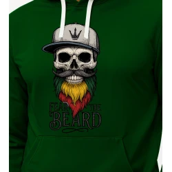 Tumši zaļš džemperis ar kapuci Galvaskauss ar pelēku cepuri