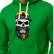 Vīriešu zaļš svīteris ar kapuci un galvaskausu-vytis PK4011