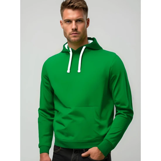 Vīriešu spilgti zaļš džemperis ar kapuci Buvoli JS/2009kelly