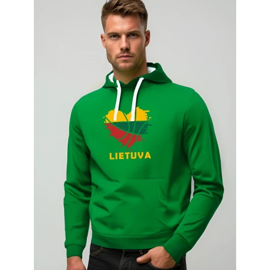 Vīriešu zaļš džemperis ar kapuci LTU Džemperi ar kapuci
