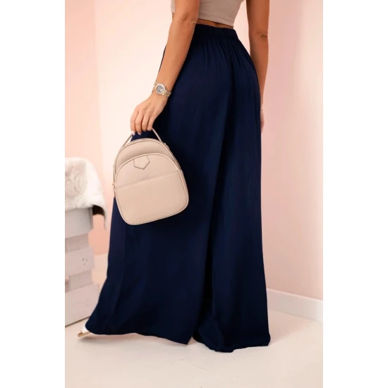 Sieviešu platās bikses Andi tumši zilā krāsā Bikses