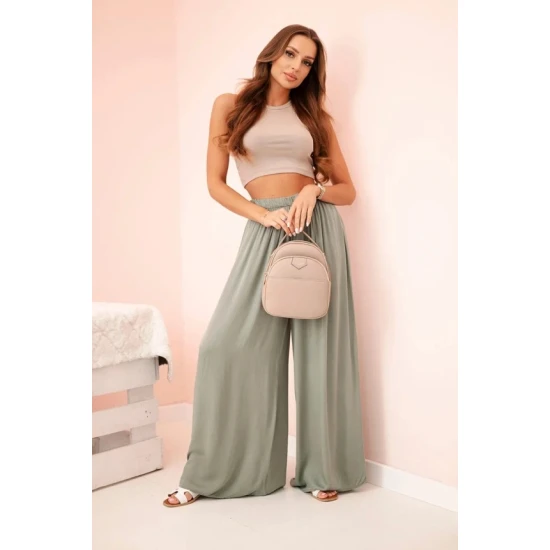 Sieviešu platās haki krāsas bikses Andi 31719