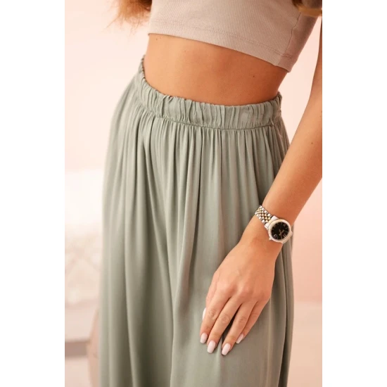 Sieviešu platās haki krāsas bikses Andi 31719