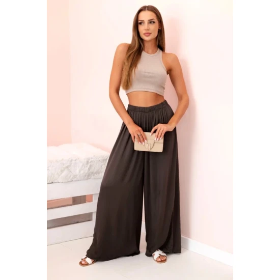 Sieviešu platās bikses Andi brūnā krāsā 32427