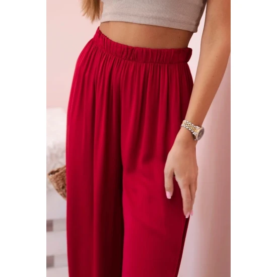 Sieviešu platās bikses Andi tumši sarkanā krāsā 32546
