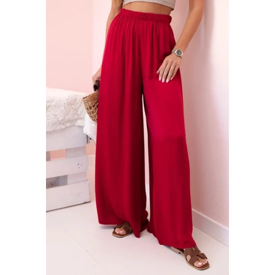 Sieviešu platās bikses Andi tumši sarkanā krāsā 32546