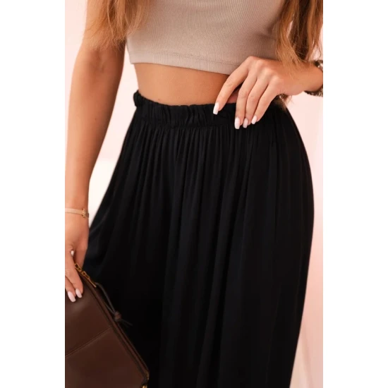 Sieviešu platās bikses melnā krāsā Andi 31799