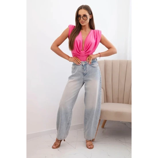 Sieviešu blūze rozā krāsā ar dziļu izgriezumu Ana 32614