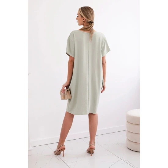 Pelēka kleita ar kabatām un kulonu Deli 29295