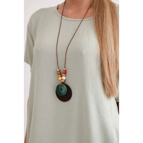 Pelēka kleita ar kabatām un kulonu Deli 29295