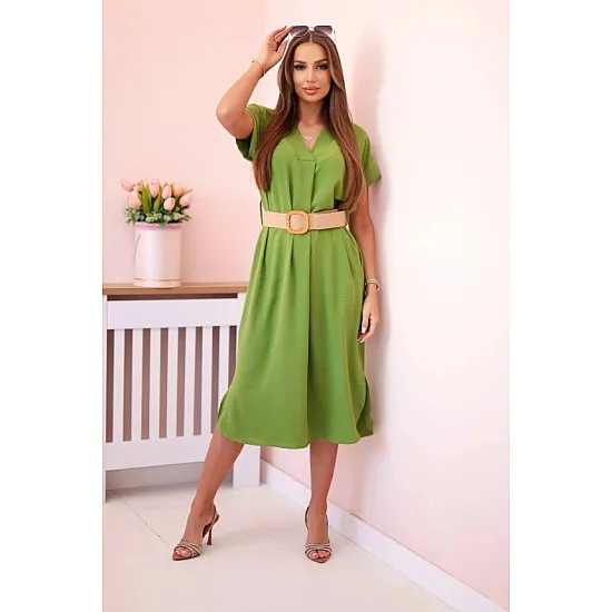Women's green dress with belt Amber 31171