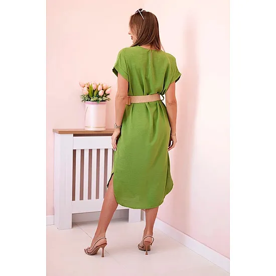 Women's green dress with belt Amber 31171