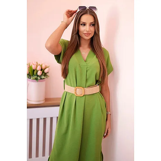 Women's green dress with belt Amber 31171