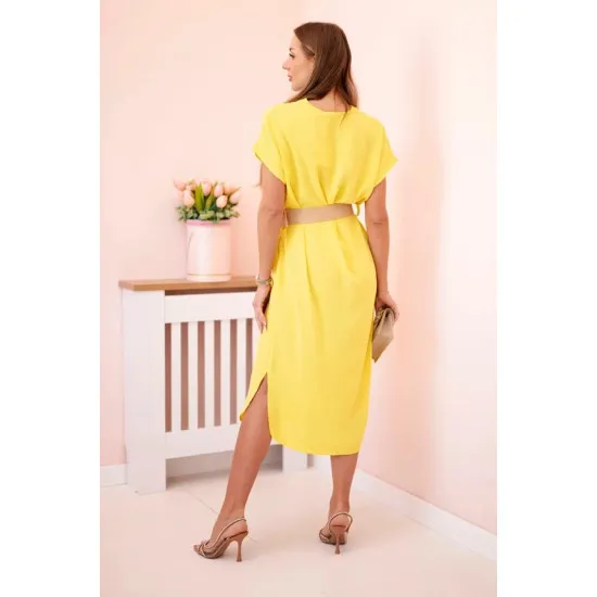 Women's yellow dress with belt Amber 29340