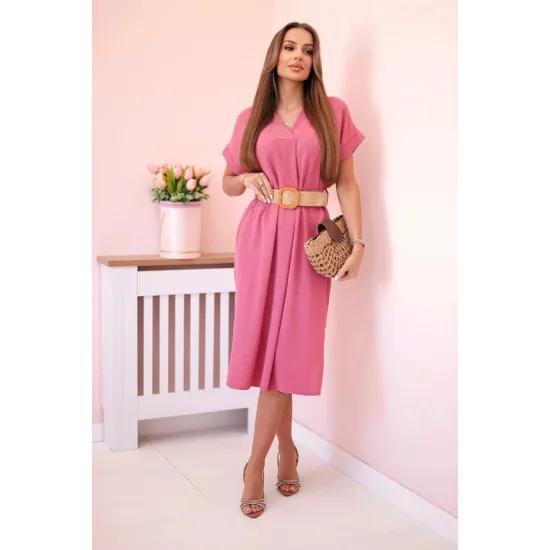 Women's dark pink dress with belt Amber 24138