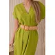 Women's light green dress with belt Amber 24037