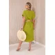 Women's light green dress with belt Amber 24037