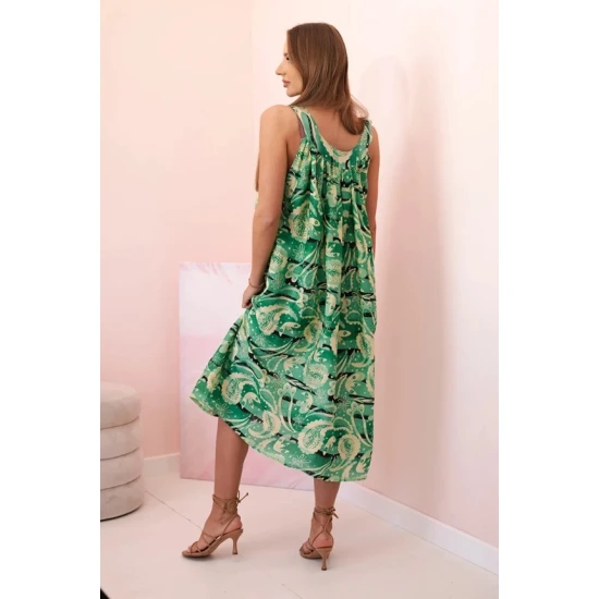 Sieviešu zaļa kleita ar plecu siksniņām Colby 32667