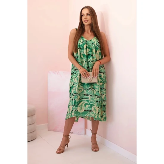 Sieviešu zaļa kleita ar plecu siksniņām Colby 32667