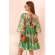 Sieviešu zaļa kleita ar platām piedurknēm Wave 32641