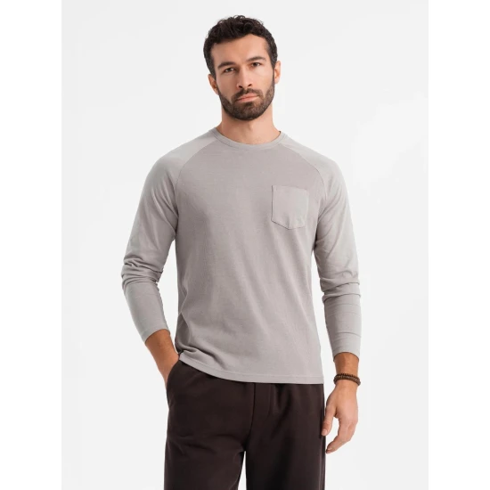 Vīriešu pelēks krekls ar garām piedurknēm Doug V7 OM-LSCL-0109