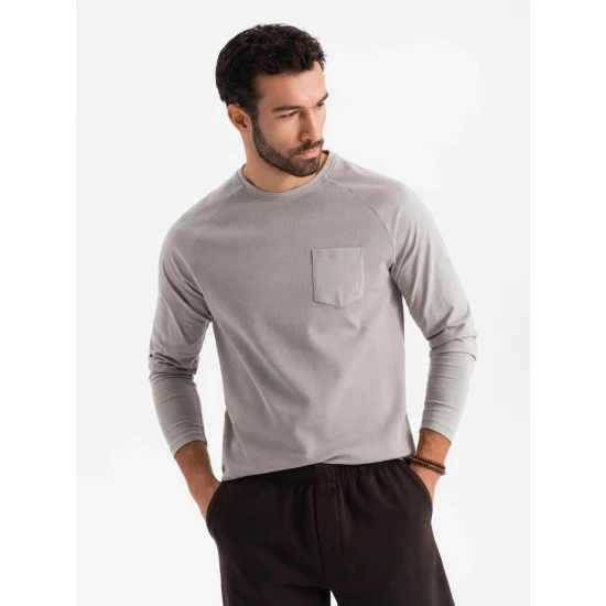 Vīriešu pelēks krekls ar garām piedurknēm Doug V7 OM-LSCL-0109