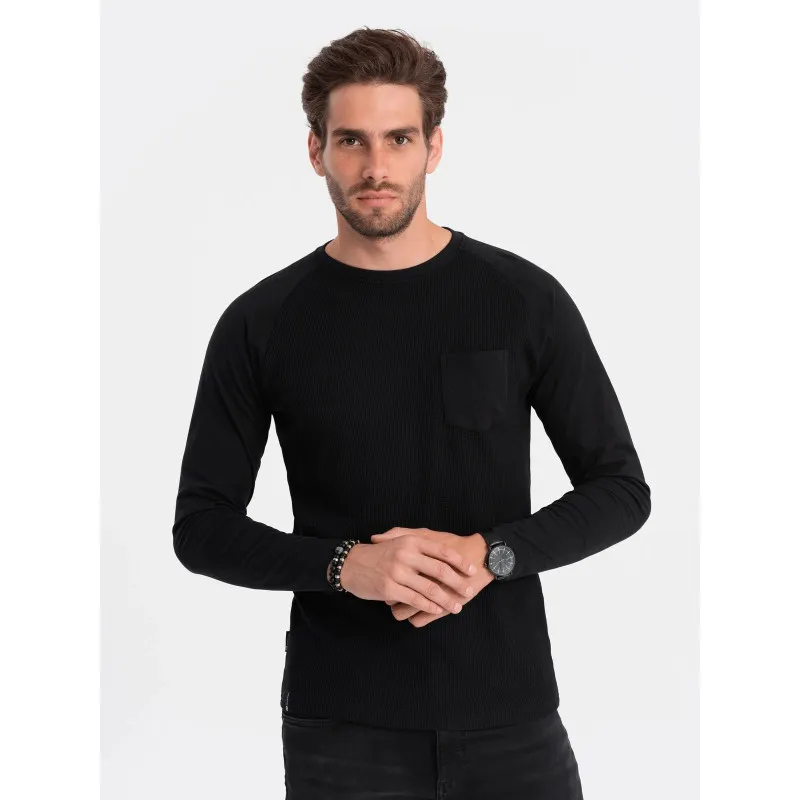 Vīriešu melns krekls ar garām piedurknēm Doug V4 OM-LSCL-0109