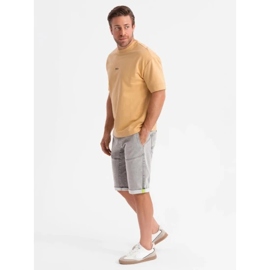 Vīriešu pelēkie džinsa šorti Makal V1 OM-SRDS-0135