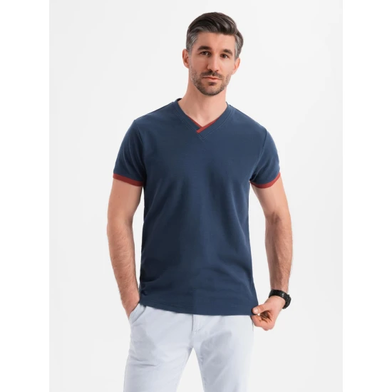 Vīriešu tumši zils krekls Brak V1 OM-TSCT-0198