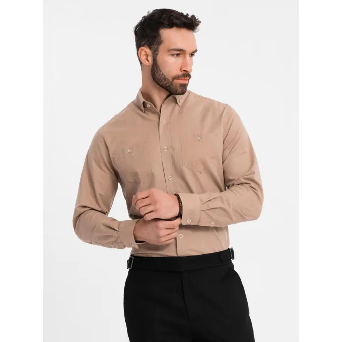 Vīriešu gaiši brūns krekls Arlas V7 OM-SHCS-0134