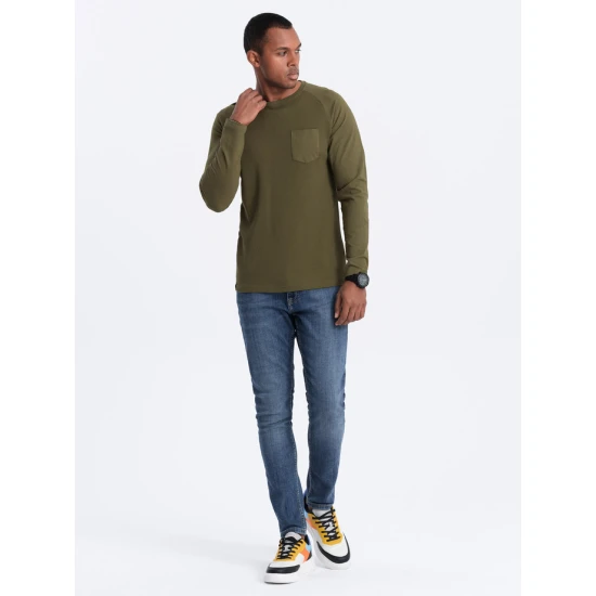 Vīriešu haki krāsas krekls ar garām piedurknēm Doug V3 OM-LSCL-0109