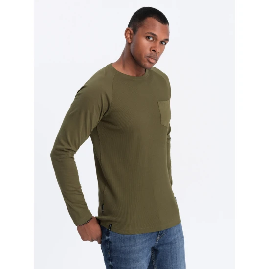 Vīriešu haki krāsas krekls ar garām piedurknēm Doug V3 OM-LSCL-0109