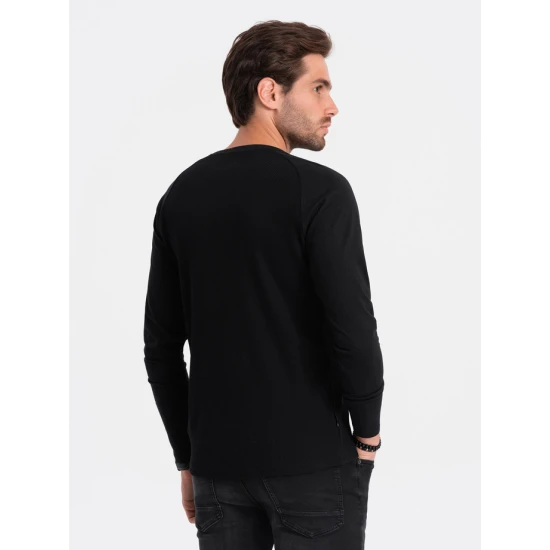 Vīriešu melns krekls ar garām piedurknēm Doug V4 OM-LSCL-0109