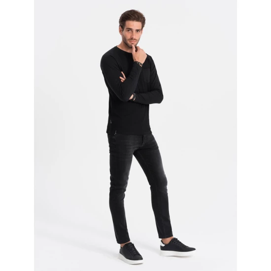 Vīriešu melns krekls ar garām piedurknēm Doug V4 OM-LSCL-0109