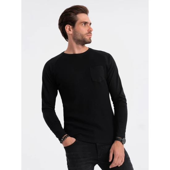 Vīriešu melns krekls ar garām piedurknēm Doug V4 OM-LSCL-0109