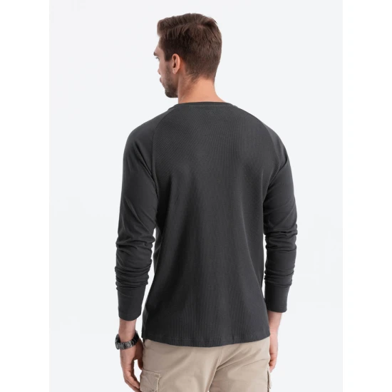 Vīriešu tumši pelēks krekls ar garām piedurknēm Doug V5 OM-LSCL-0109