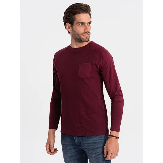 Vīriešu bordo krāsas krekls ar garām piedurknēm Doug V6 OM-LSCL-0109